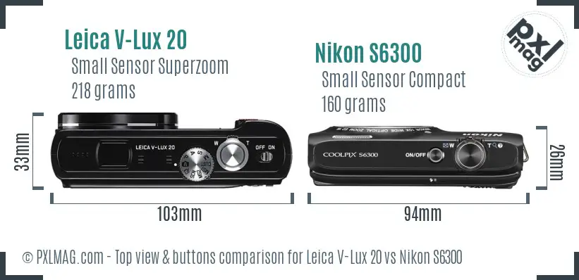 Leica V-Lux 20 vs Nikon S6300 top view buttons comparison