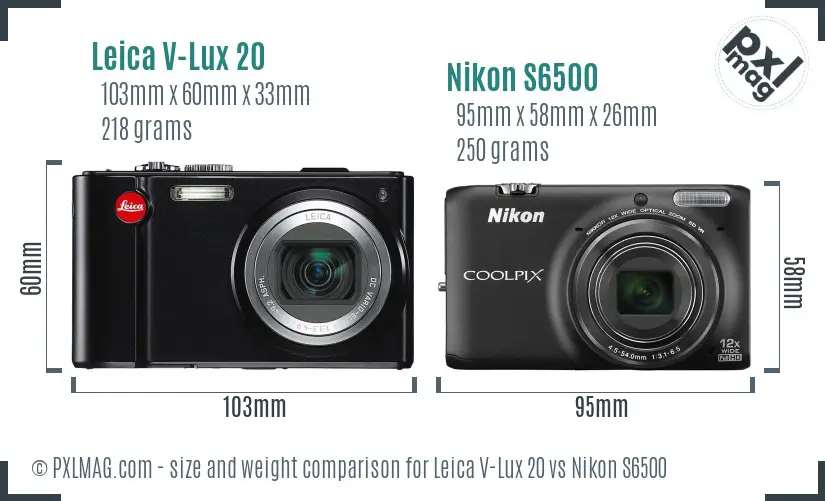 Leica V-Lux 20 vs Nikon S6500 size comparison Leica V-Lux 20 vs Nikon S6500 size comparison