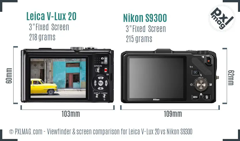Leica V-Lux 20 vs Nikon S9300 Screen and Viewfinder comparison