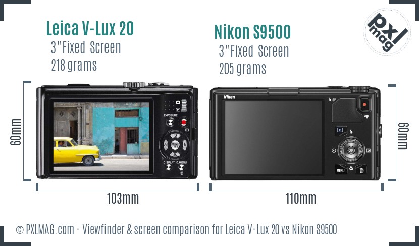 Leica V-Lux 20 vs Nikon S9500 Screen and Viewfinder comparison