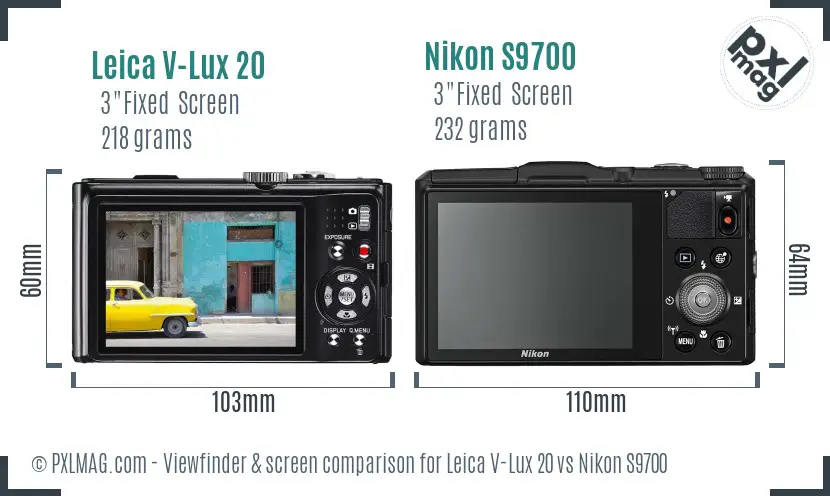 Leica V-Lux 20 vs Nikon S9700 Screen and Viewfinder comparison