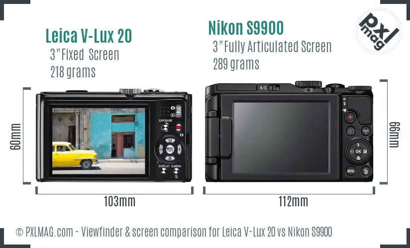 Leica V-Lux 20 vs Nikon S9900 Screen and Viewfinder comparison