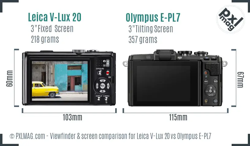 Leica V-Lux 20 vs Olympus E-PL7 Screen and Viewfinder comparison