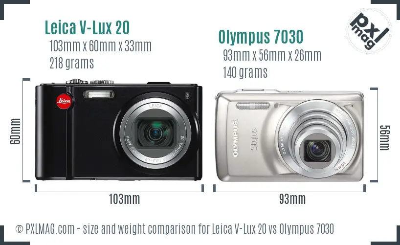 Leica V-Lux 20 vs Olympus 7030 size comparison Leica V-Lux 20 vs Olympus 7030 size comparison