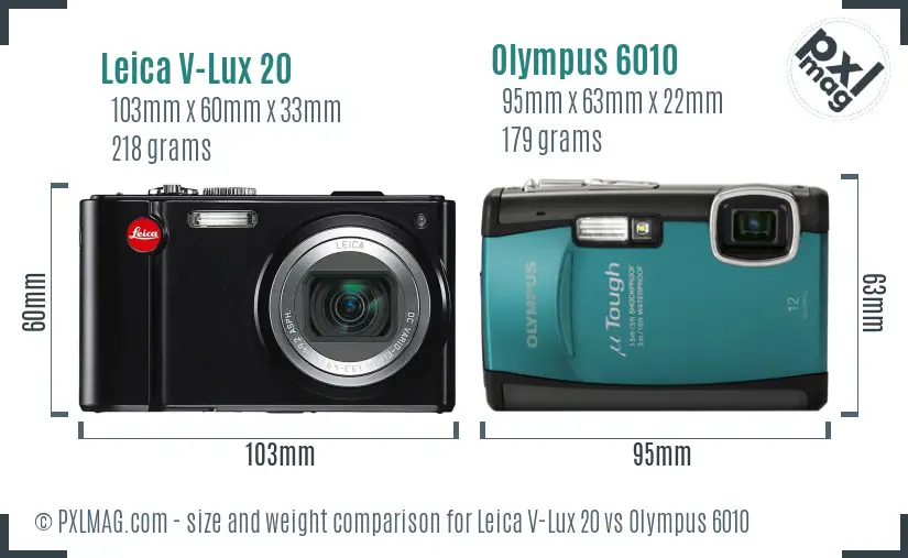 Leica V-Lux 20 vs Olympus 6010 size comparison