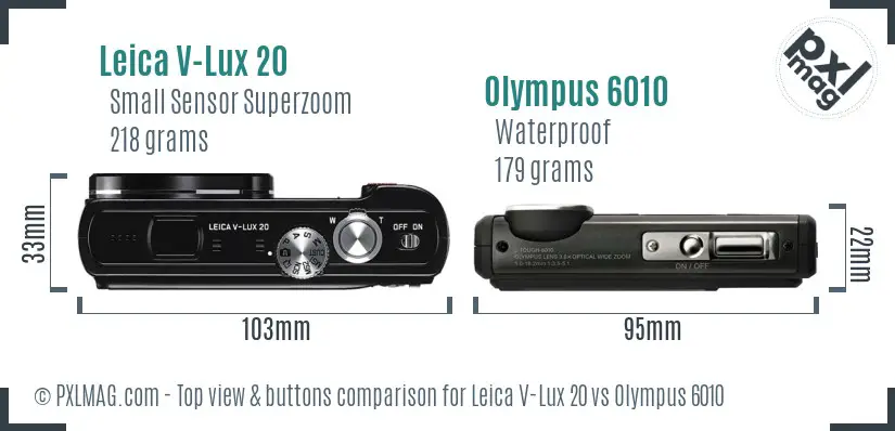 Leica V-Lux 20 vs Olympus 6010 top view buttons comparison