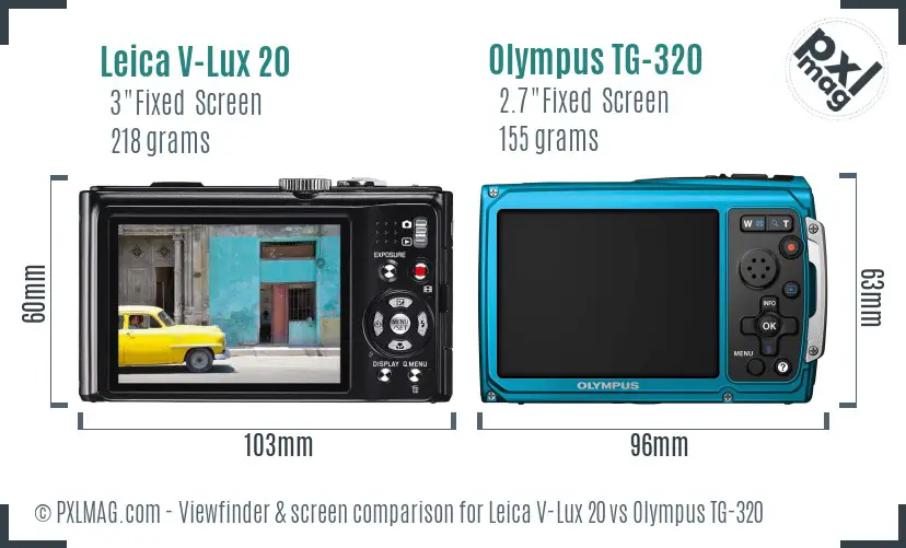 Leica V-Lux 20 vs Olympus TG-320 Screen and Viewfinder comparison