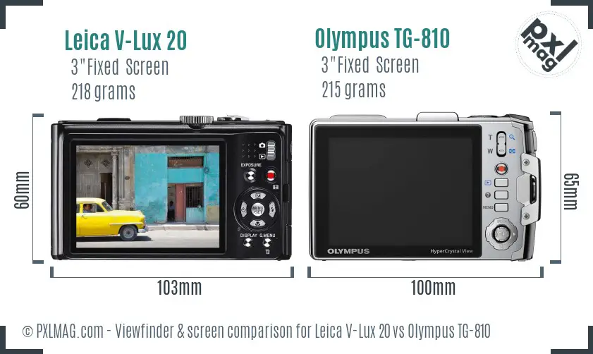 Leica V-Lux 20 vs Olympus TG-810 Screen and Viewfinder comparison