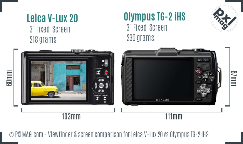 Leica V-Lux 20 vs Olympus TG-2 iHS Screen and Viewfinder comparison