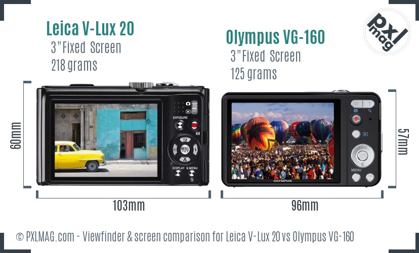 Leica V-Lux 20 vs Olympus VG-160 Screen and Viewfinder comparison