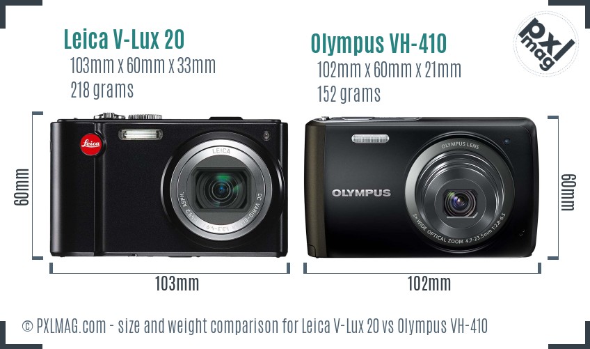 Leica V-Lux 20 vs Olympus VH-410 size comparison Leica V-Lux 20 vs Olympus VH-410 size comparison