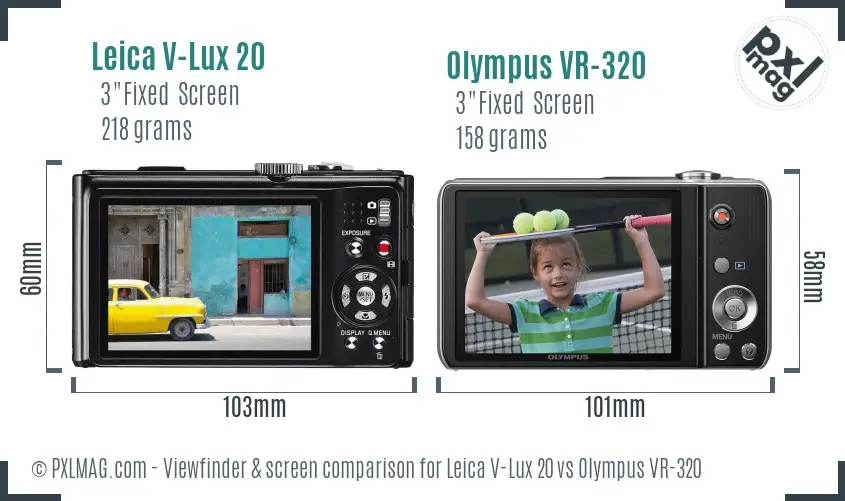 Leica V-Lux 20 vs Olympus VR-320 Screen and Viewfinder comparison