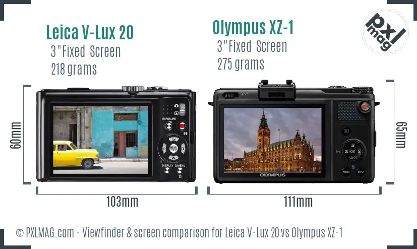 Leica V-Lux 20 vs Olympus XZ-1 Screen and Viewfinder comparison