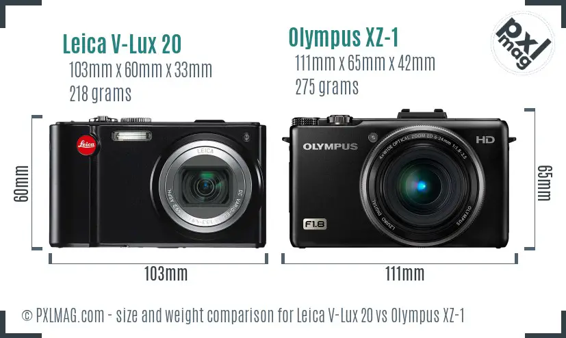 Leica V-Lux 20 vs Olympus XZ-1 size comparison