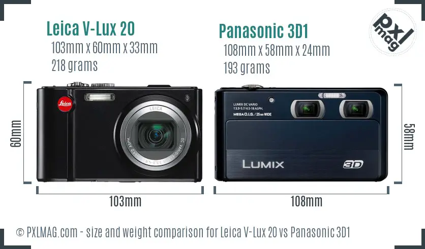 Leica V-Lux 20 vs Panasonic 3D1 size comparison Leica V-Lux 20 vs Panasonic 3D1 size comparison