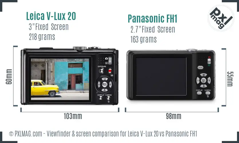 Leica V-Lux 20 vs Panasonic FH1 Screen and Viewfinder comparison Leica V-Lux 20 vs Panasonic FH1 Screen and Viewfinder comparison