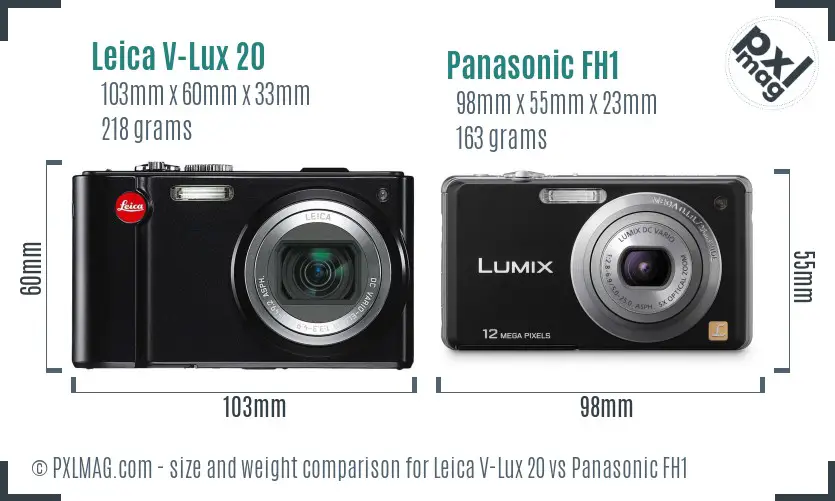 Leica V-Lux 20 vs Panasonic FH1 size comparison Leica V-Lux 20 vs Panasonic FH1 size comparison