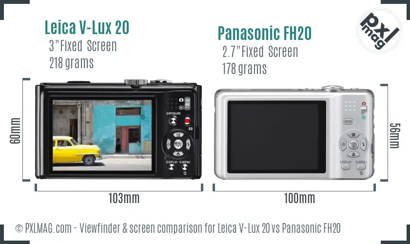 Leica V-Lux 20 vs Panasonic FH20 Screen and Viewfinder comparison