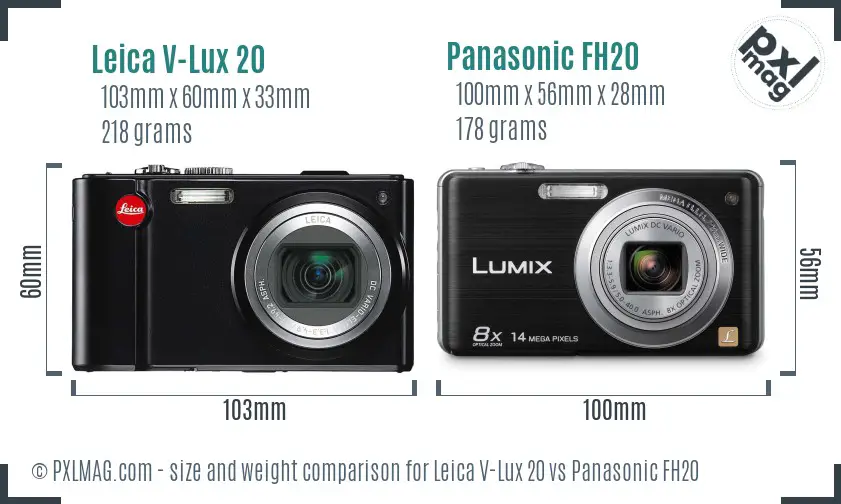 Leica V-Lux 20 vs Panasonic FH20 size comparison