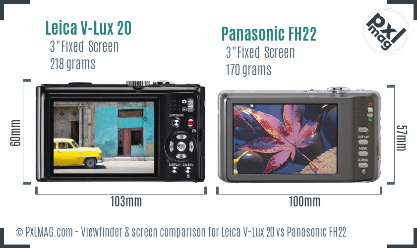 Leica V-Lux 20 vs Panasonic FH22 Screen and Viewfinder comparison
