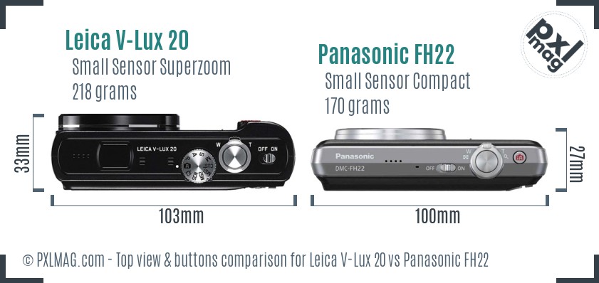 Leica V-Lux 20 vs Panasonic FH22 top view buttons comparison