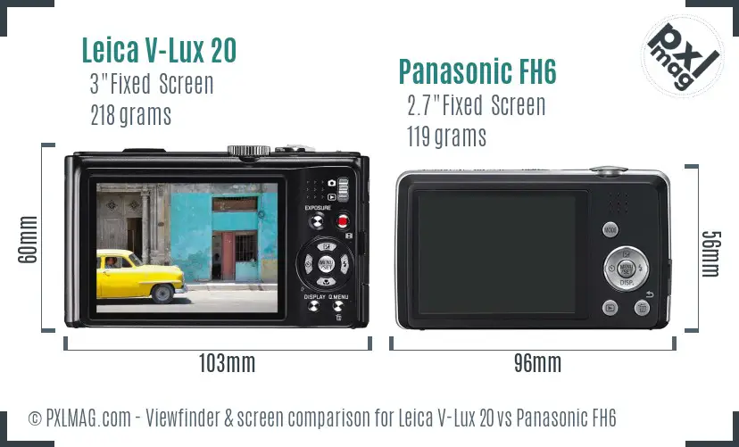 Leica V-Lux 20 vs Panasonic FH6 Screen and Viewfinder comparison Leica V-Lux 20 vs Panasonic FH6 Screen and Viewfinder comparison