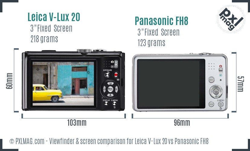 Leica V-Lux 20 vs Panasonic FH8 Screen and Viewfinder comparison