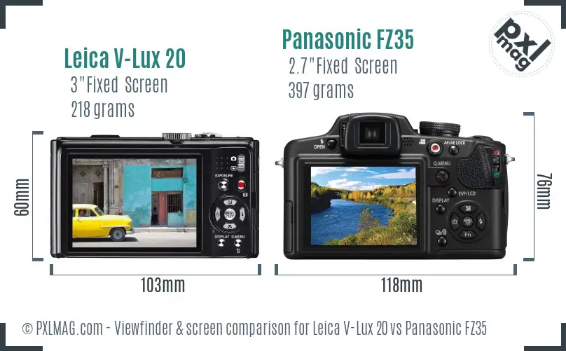 Leica V-Lux 20 vs Panasonic FZ35 Screen and Viewfinder comparison