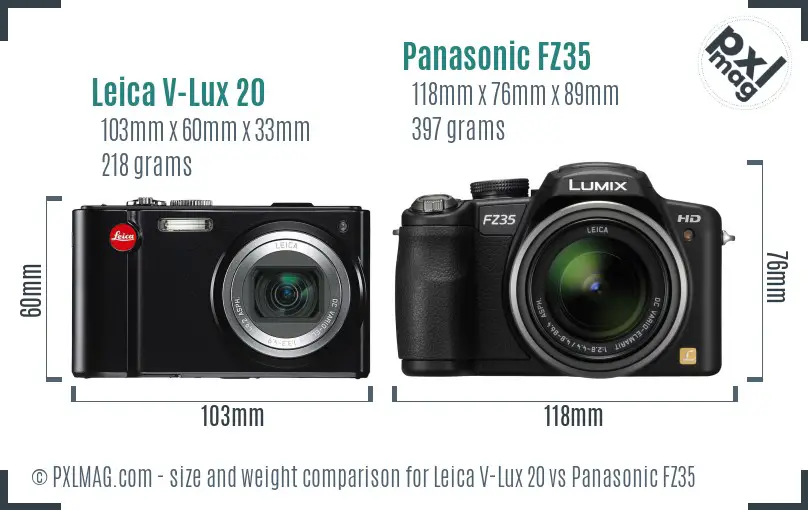 Leica V-Lux 20 vs Panasonic FZ35 size comparison