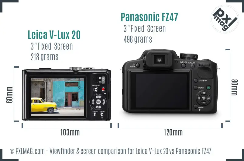 Leica V-Lux 20 vs Panasonic FZ47 Screen and Viewfinder comparison