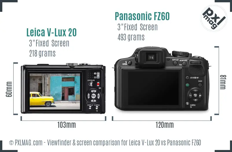 Leica V-Lux 20 vs Panasonic FZ60 Screen and Viewfinder comparison