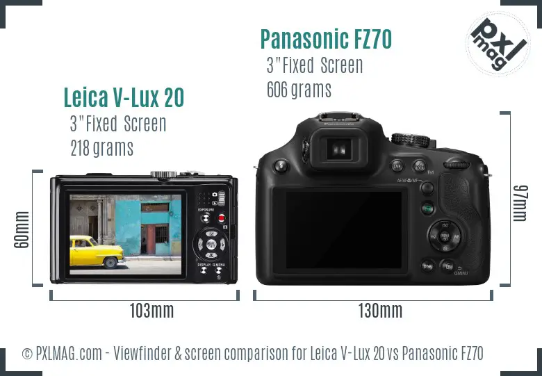 Leica V-Lux 20 vs Panasonic FZ70 Screen and Viewfinder comparison