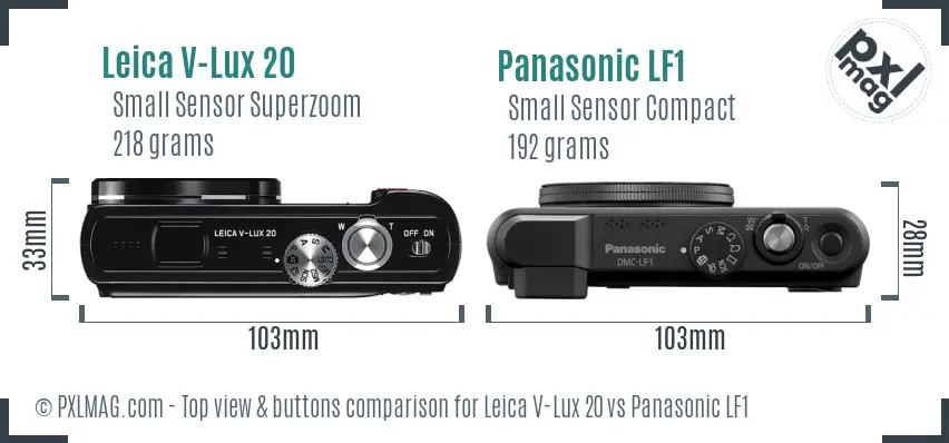 Leica V-Lux 20 vs Panasonic LF1 top view buttons comparison
