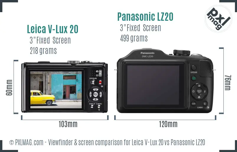 Leica V-Lux 20 vs Panasonic LZ20 Screen and Viewfinder comparison