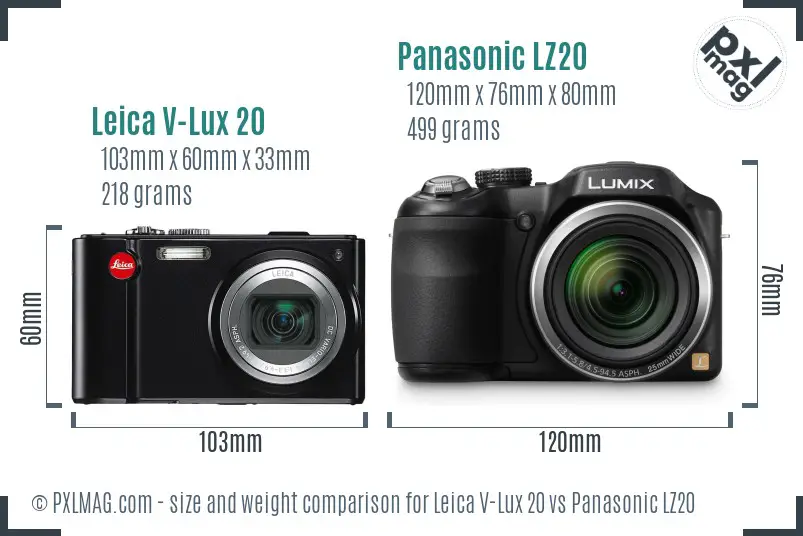 Leica V-Lux 20 vs Panasonic LZ20 size comparison