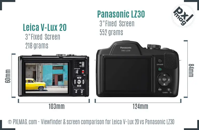 Leica V-Lux 20 vs Panasonic LZ30 Screen and Viewfinder comparison