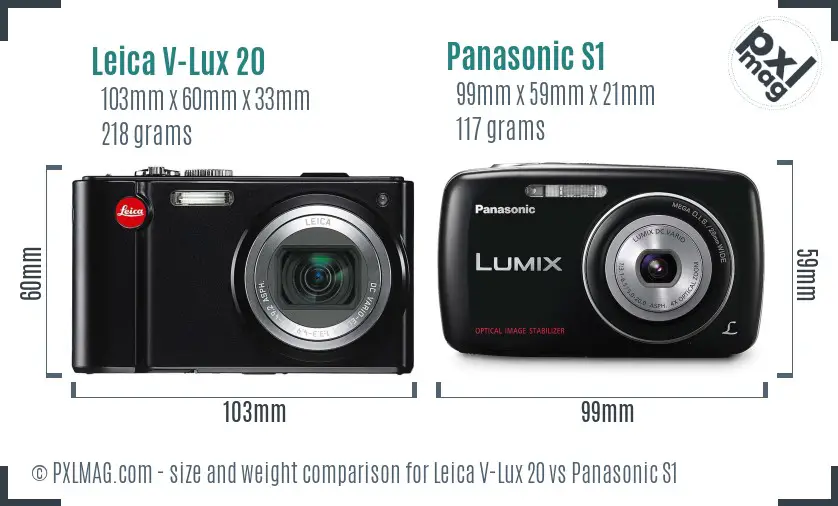 Leica V-Lux 20 vs Panasonic S1 size comparison