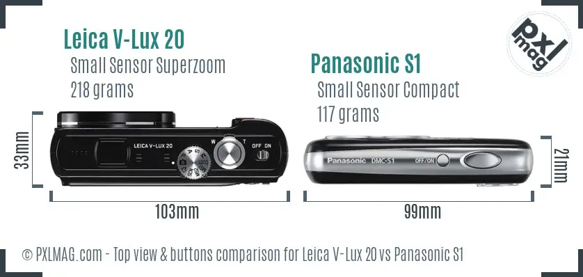 Leica V-Lux 20 vs Panasonic S1 top view buttons comparison
