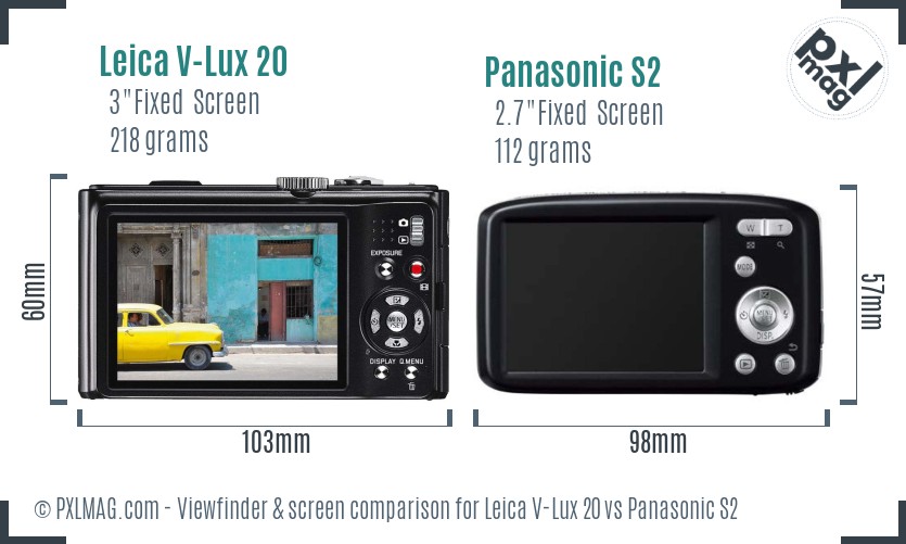 Leica V-Lux 20 vs Panasonic S2 Screen and Viewfinder comparison