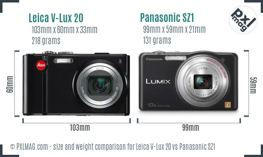 Leica V-Lux 20 vs Panasonic SZ1 size comparison Leica V-Lux 20 vs Panasonic SZ1 size comparison