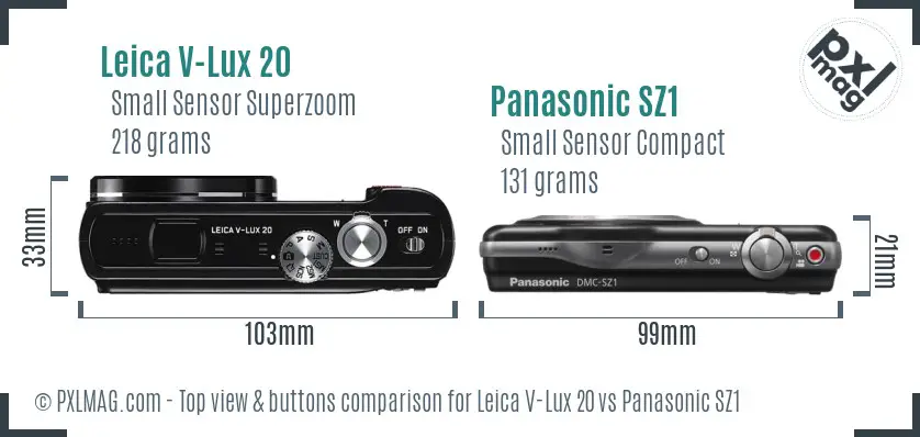 Leica V-Lux 20 vs Panasonic SZ1 top view buttons comparison Leica V-Lux 20 vs Panasonic SZ1 top view buttons comparison