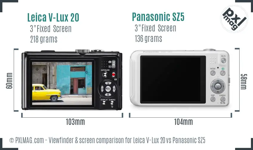 Leica V-Lux 20 vs Panasonic SZ5 Screen and Viewfinder comparison Leica V-Lux 20 vs Panasonic SZ5 Screen and Viewfinder comparison