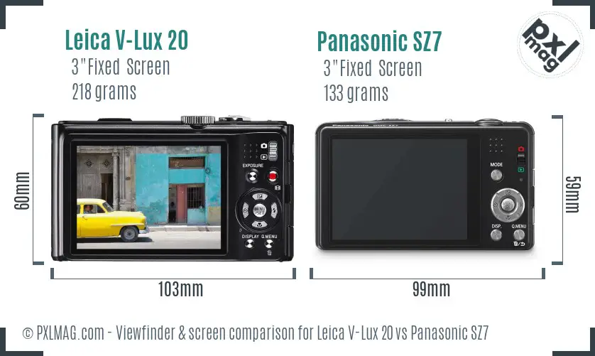 Leica V-Lux 20 vs Panasonic SZ7 Screen and Viewfinder comparison