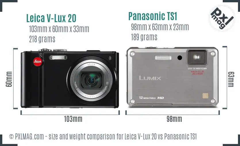 Leica V-Lux 20 vs Panasonic TS1 size comparison Leica V-Lux 20 vs Panasonic TS1 size comparison