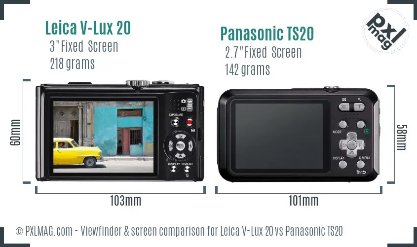 Leica V-Lux 20 vs Panasonic TS20 Screen and Viewfinder comparison Leica V-Lux 20 vs Panasonic TS20 Screen and Viewfinder comparison
