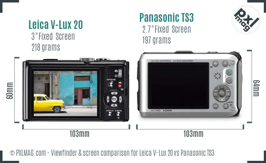 Leica V-Lux 20 vs Panasonic TS3 Screen and Viewfinder comparison