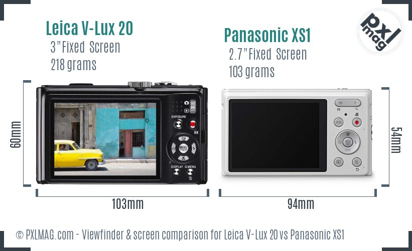 Leica V-Lux 20 vs Panasonic XS1 Screen and Viewfinder comparison