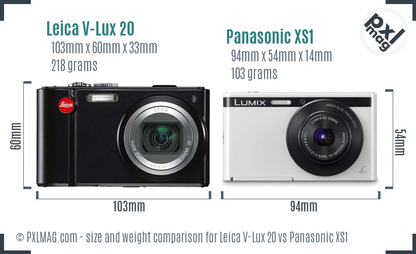 Leica V-Lux 20 vs Panasonic XS1 size comparison Leica V-Lux 20 vs Panasonic XS1 size comparison