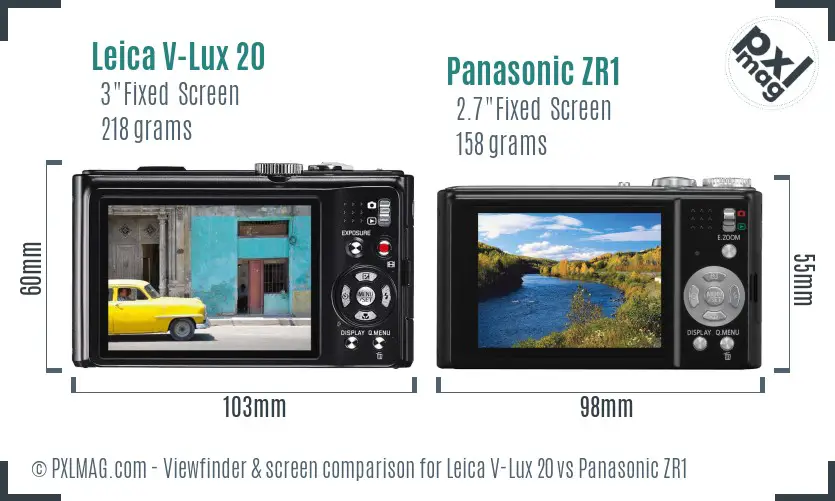 Leica V-Lux 20 vs Panasonic ZR1 Screen and Viewfinder comparison Leica V-Lux 20 vs Panasonic ZR1 Screen and Viewfinder comparison