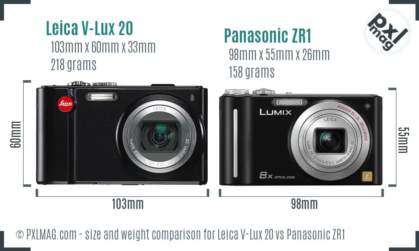 Leica V-Lux 20 vs Panasonic ZR1 size comparison Leica V-Lux 20 vs Panasonic ZR1 size comparison